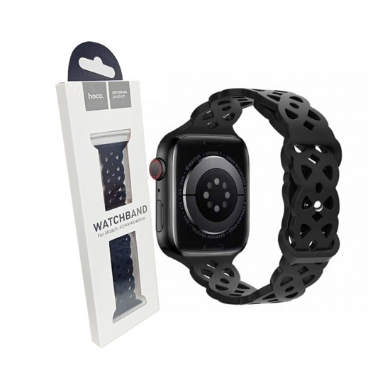 Bracelete Hueca de Silicona Hoco WA09 (42/44/45/49mm) para iWatch Negro